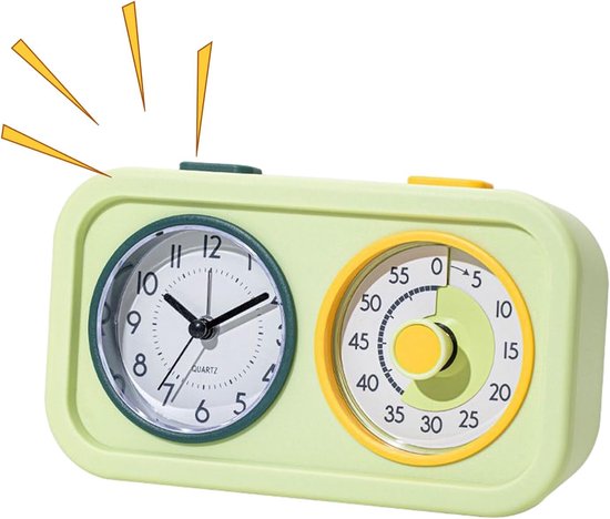 Timer voor kinderen - Visuele timer - Tijdmanagement oefenen - Met nachtlichtfunctie - 6x12x6 cm - Groen