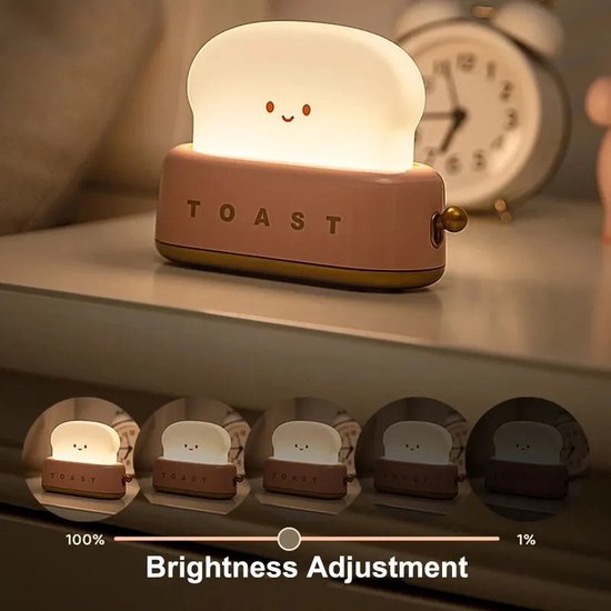 Toast Lamp - Kinderkamer Nachtlampje - Kindvriendelijk - USB Oplaadbaar - Draadloos Nachtlamp Roze van MiniGoods