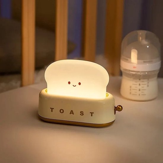 Toast Lamp - Kinderkamer Nachtlampje - Kindvriendelijk - USB Oplaadbaar - Draadloos Nachtlamp Wit van Merkloos