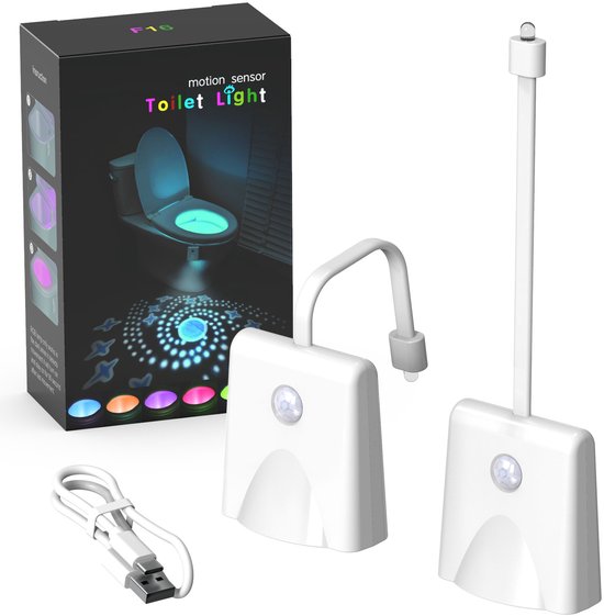 Toiletlamp - 2-pack - Met lichaamssensor - Waterdicht en oplaadbaar - Projector-stijl badkamertoiletlamp - Wit-20.9*6.1*3.5cm-Stijl 2 van Easyline