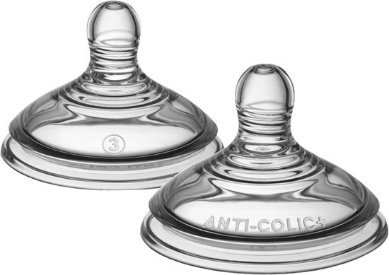 Tommee Tippee voedingsspenen, Advanced Anti-Colic Baby Bottle Teats, borst-gelijkend, zacht siliconen materiaal, hoge stroomsnelheid, 6+ maanden, Baby Feeding Essentials, set van 2 van Tommee Tippee