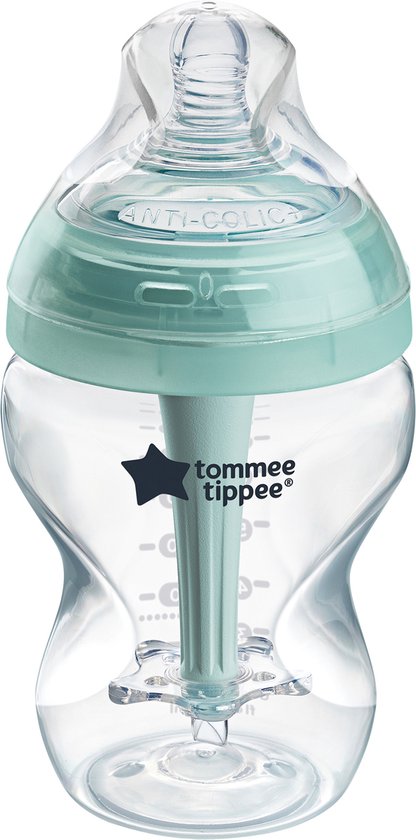Tommee Tippee zuigflessen, Advanced Anti-Colic, 260 ml, tepelvormig voor natuurlijk zuigen, anti-koliek ventiel, zelfsteriliserend, 1 stuk van Tommee Tippee