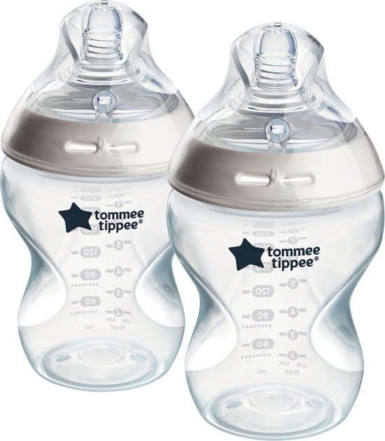 Tommee Tippee zuigflessen, Natural Start Anti-Colic, 260 ml, tepelvormig voor natuurlijk zuigen, anti-koliek ventiel, zelfsteriliserend, set van 2 van Tommee Tippee