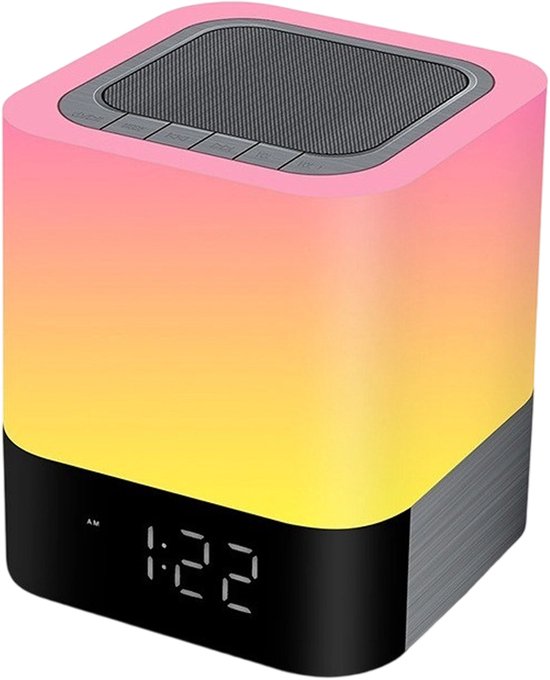 Touch Bedlamp - Bluetooth Speaker met LED Verlichting - Dimbare Nachtlamp - Geschikt voor Slaapkamer en Reizen - Voor Muziekliefhebbers - Wit - Ø10cm - 1 Stuk van Merkloos
