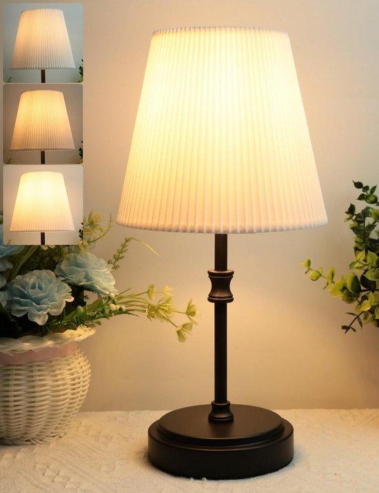 Touch Dimbaar Nachtkastlamp 3 Helderheidsniveaus Minimalistisch Zwart van Merkloos