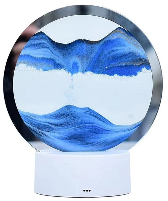 TOVBMUP Nachtlampje - Roterend zandschilderij Nachtlampje - 3D vloeibaar zandschilderij - Zandkunst - Bewegend zand - kamer decoratie - Dynamisch zandschilderij - Blauw