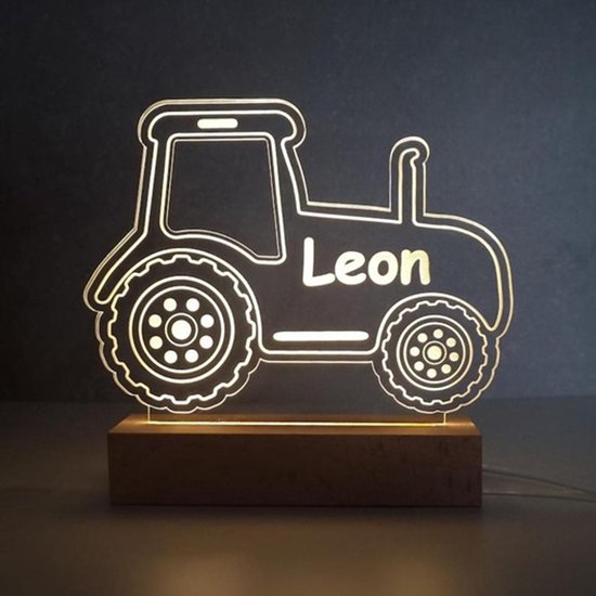 Tractor lamp met naam - Lamp - nachtlamp - cadeau - verjaardag van Merkloos