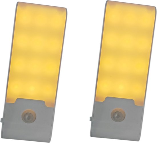 Trango Set van 2 LED Sensor Nachtlampje 11-037*2 met Bewegingsmelder Warm Wit incl. Batterij, USB Oplaadbaar & Bewegingssensor, Veiligheidslicht, Oriëntatieverlichting, Slaapmiddel Nachtlamp van Trango