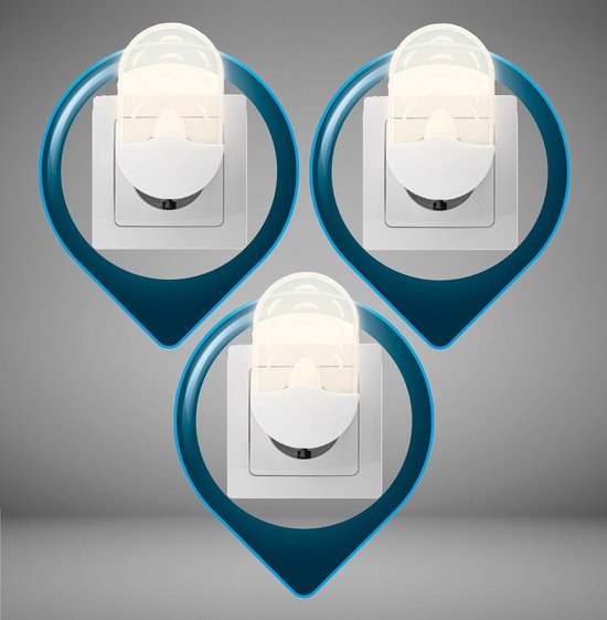 Trango Set van 3 LED Plug-in Lamp 11-36O *Ovaal* Wandlamp, Fitting Lamp, Oriëntatieverlichting, Kinderverlichting, Nachtlampje, Fitting, Veiligheidslicht met Helderheidssensor Auto Aan/Uit Oriëntatieverlichting van Trango