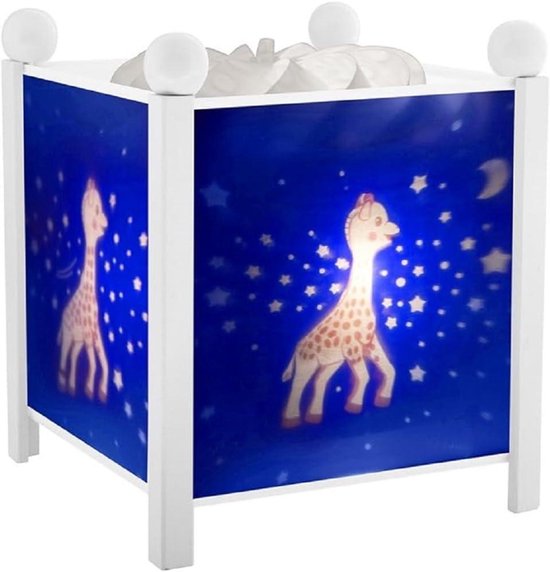 Trousselier - Sophie De giraffe - nachtlampje - magische lantaarn - ideaal geboortegeschenk - kleur hout wit - geanimeerde foto's - rustgevend licht - 12V 10W gloeilamp inclusief - EU-stekker