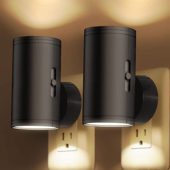 Twee LED-nachtlampjes met stekker, slaapkamertrapverlichting, Europese standaard driekleurige wandlamp, met afstandsbediening. van Merkloos