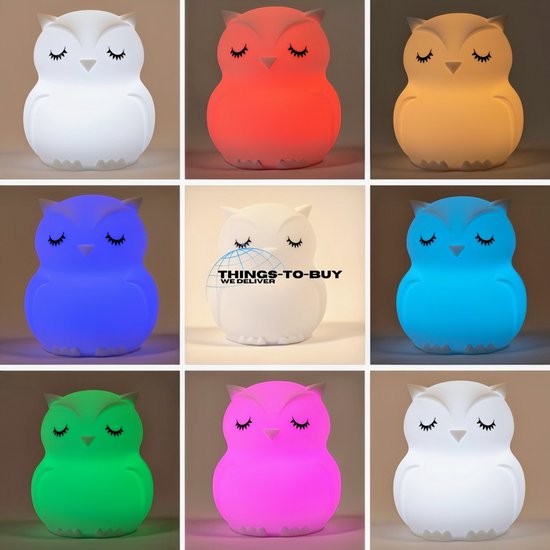 Uil lamp Groot - Nachtlampje kinderkamer - Baby kamer - Dimmer - 8 LED kleuren - USB - Kraam cadeau - Peuter - Sinterklaas - Presentje van THINGS-TO-BUY