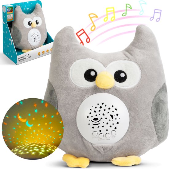 Uil Sterrenhemel Projector met Muziek en White Noise op Batterijen - LED Projector Lamp Baby en Kinderen - Kinderlamp - Projector Nachtlampje - Muziek Nachtlampje - Sterrenprojector voor Kinderkamer van Ansmann
