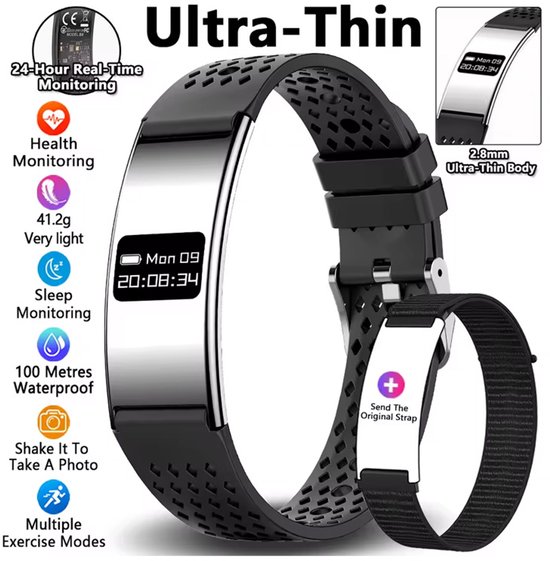 Ultradunne Slimme Armband - Hartslag - Slaap Meten van Merkloos