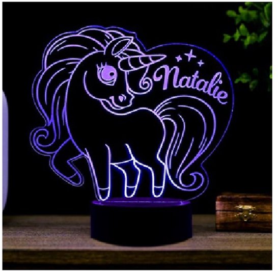 Unicorn lamp met naam - lamp - eenhoorn - cadeau - Led van Merkloos