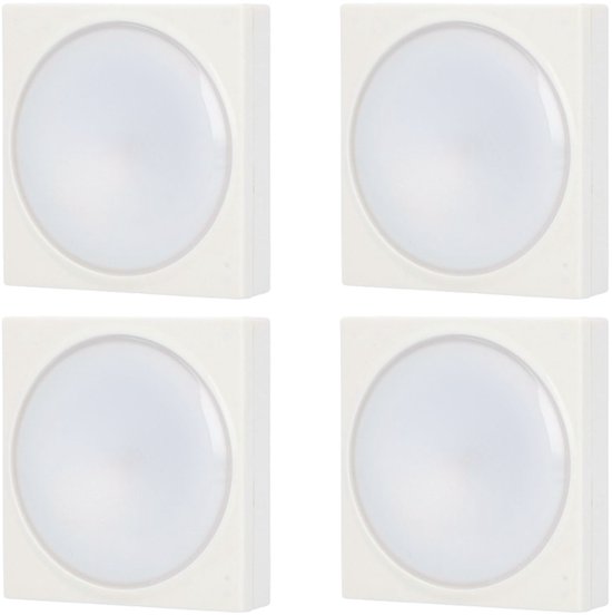 Unitec 4x Set LED Nachtlicht met Knop Kast Meubel Keuken Onderbouw Kleeflamp Licht van Merkloos