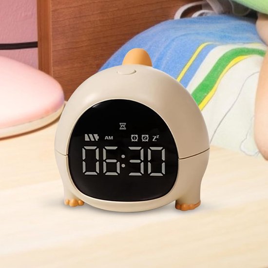 Universele digitale dinosaurusklok - LED-display wekker - Leuke nachtlamp voor de slaapkamer - Slaaptraining met nachtlampje, snoozefunctie - Oplaadbaar - Veilig van Yoto.