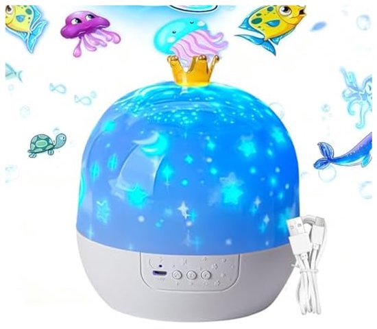 Universele nachtlampprojector - Nachtlamp met muziek, 360 graden draaibare plafondprojector voor slaapkamers, babykamers, met 21 filmsets