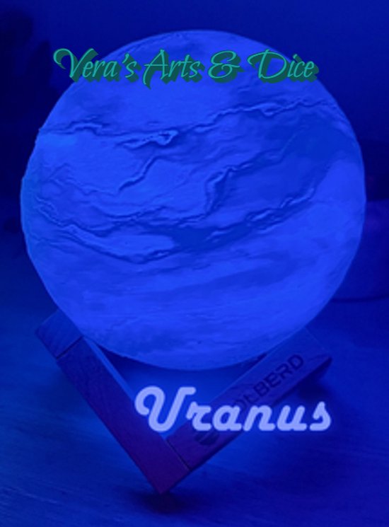 Uranus Lamp - Vera's Arts & Dice - 16 Verschillende Kleuren - Planeet Lampen - LED Lamp - Oplaadbaar Dimbaar Stroboscoop Effect Mogelijk Aanraak Gevoelig Afstandsbediening - 3D Print Handmade - Lampen Sfeerverlichting - Slaapkamer Woonkamer van Vera's Arts & Dice