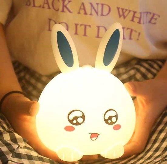 USB Oplaadbaar Nachtlampje Konijn-Verlichting - Leeslamp - Tafellamp - Bedlamp voor Baby, Kinderen & Volwassenen - Dimbaar - Touch Control van HomeTree