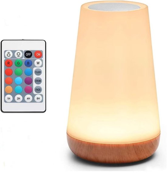 USB oplaadbare nachtlamp - bureaulamp - LED-bedlamp - Leeslamp - Warm wit licht met 13 RGB-kleuren - Dimbare touchbediening - 15 cm van Merkloos