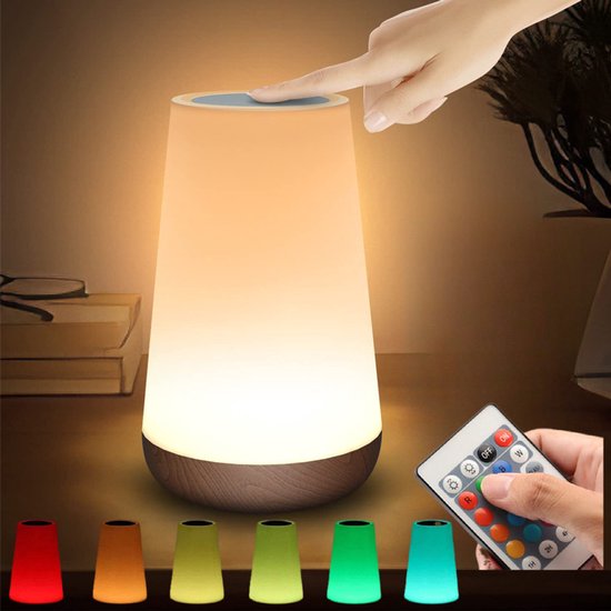 USB oplaadbare nachtlamp - Sfeerverlichting - Kindernachtlamp - Nachtlamp - 13 kleuren - LED-verlichting - Met afstandsbediening - Touchbediening - Sfeerverlichting - Geschikt voor slaapkamers, woonkamers en woonaccessoires - Wit van Merkloos