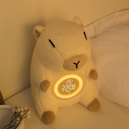 USB oplaadbare wekker, knuffelwekker voor naast het bed, sfeervolle nachtlampwekker, creatieve Kapibala poppenwekker van Merkloos