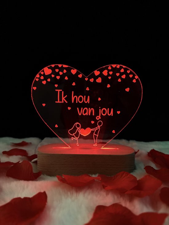Valentijn - Lampje - Liefdes cadeau - Ik hou van jou - Valentijn verlichting - Valentijn cadeautje voor hem - Valentijnsdag - Valentijn cadeautje voor haar - Valentijn decoratie - Valentijnsdag - Valentijnsdag voor mannen van Merkloos