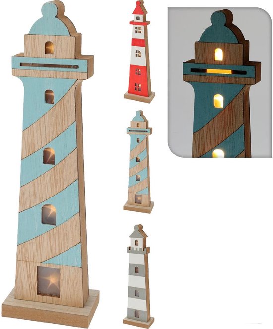 van der Meulen vuurtoren LED lamp 29cm decoratie maritiem sfeerlicht.