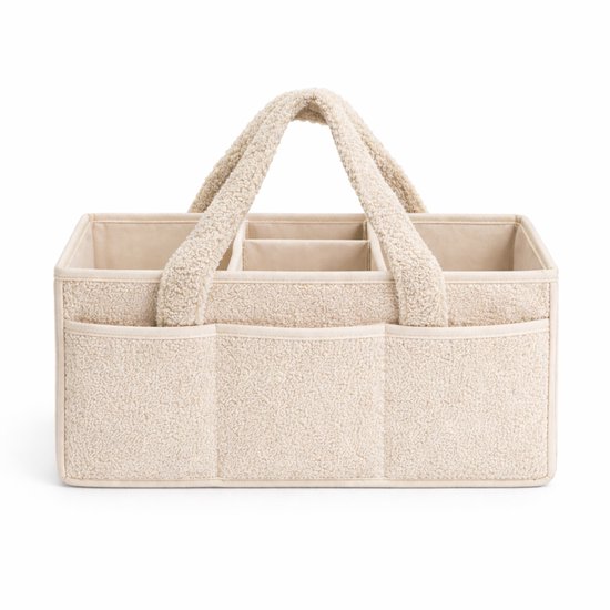 Vavida - Commodemandje - Beige - Teddy - 40 x 26 x 17 cm - Babykamer - Baby - Commode - Mandje