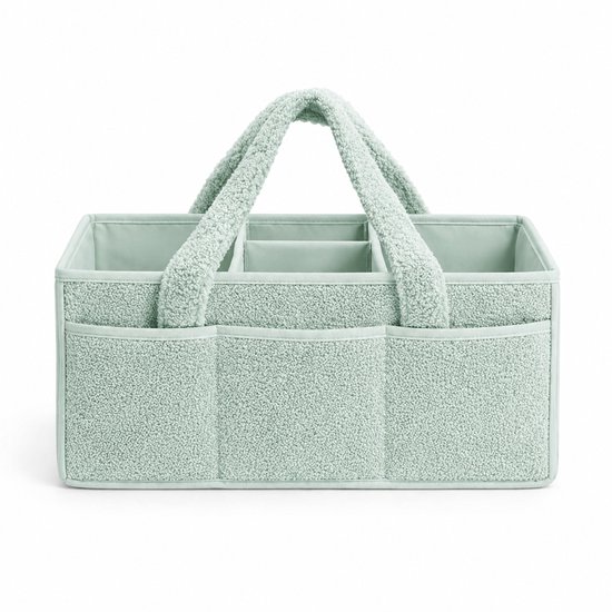 Vavida - Commodemandje - Mintgroen - Teddy - 40 x 26 x 17 cm - Babykamer - Baby - Commode - Mandje