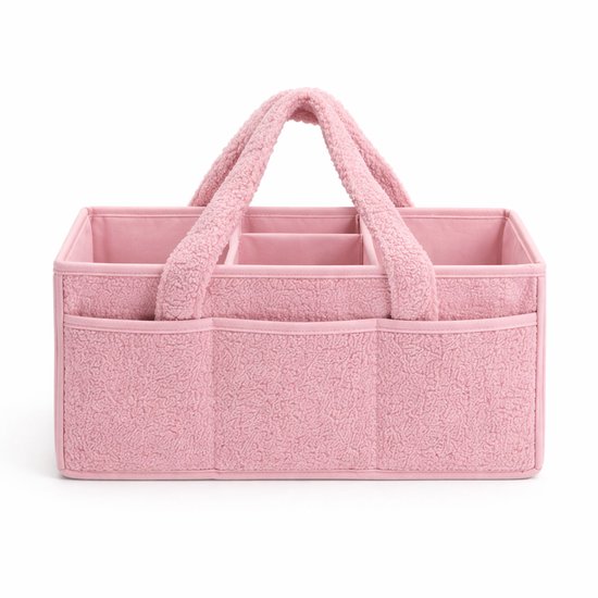 Vavida - Commodemandje - Roze - Teddy - 40 x 26 x 17 cm - Babykamer - Baby - Commode - Mandje
