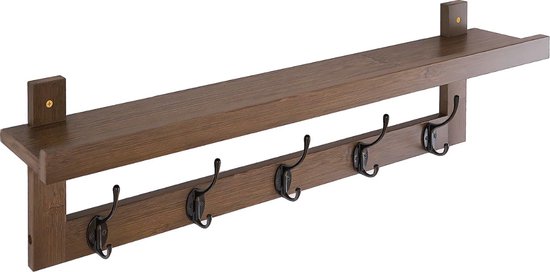 VELTRR® Wandkapstok met Hoedenplank - Kapstok - Wandplank - Walnoot van VELTRR®