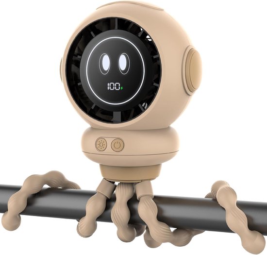 Ventilator - Ventilator Oplaadbaar - Kinderwagenventilator - Clipventilator Voor Baby'S Met 4 Snelheden - Led-Display En Nachtlampje - 360° Draaibare - Voor Autostoeltje, Wieg, Slaapkamer En Op Reis