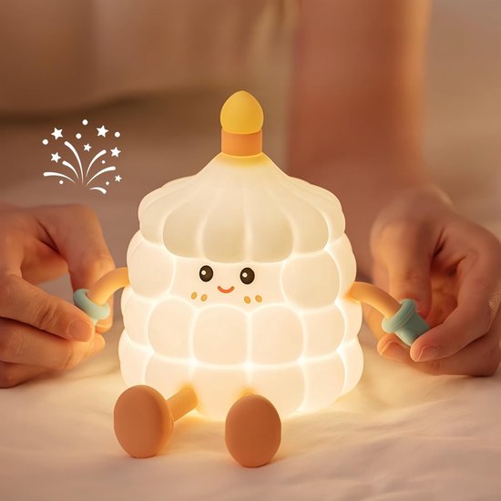 verjaardagstaart Nachtlampje-siliconen nachtlampje-dimbaar - Timer van 30 minuten-LED-nachtlampje oplaadbaar-kinderen en baby's van Merkloos