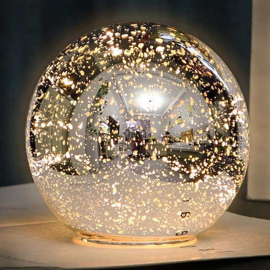 Verlichte Glazen Bol Lamp Batterij LED Sfeerverlichting Nachtlicht voor Slaapkamer & Woonkamer van Merkloos