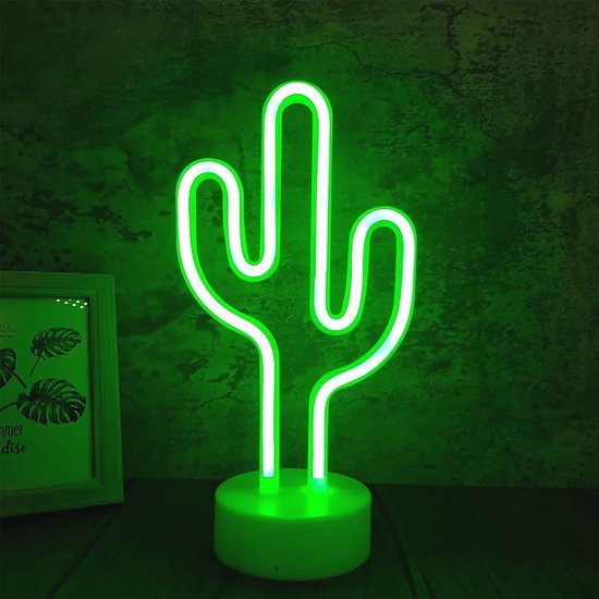 Verlichting Neon Cactus Lamp voor Binnen - Creatieve Tafel en Wanddecoratie - Batterij/USB Nachtlampje
