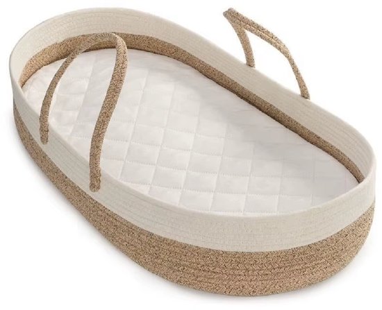 Verschoonmand - Incl. Matras 65x40cm - Aankleedkussen - Mozes Mand - Babykamer - Commode - Babyshower - Beige