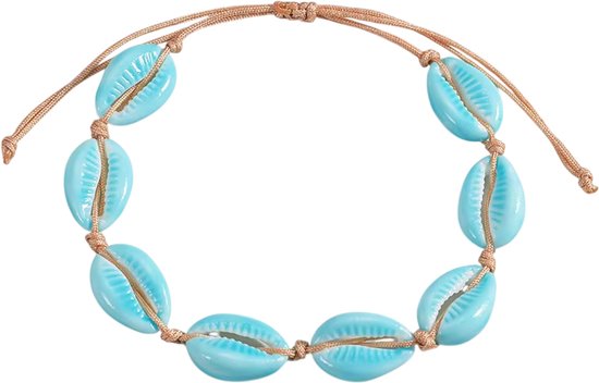 Verstelbare Boho Enkelketting met Acryl Schelp Kralen – Gevlochten Rope Enkelband voor Dames, Heren, Strand en Zomer van Merkloos