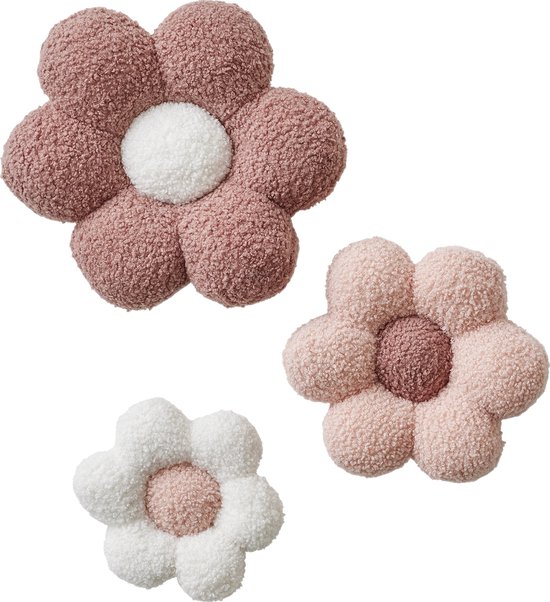 Vertbaudet Set - 3 bloemen - met bouclestof