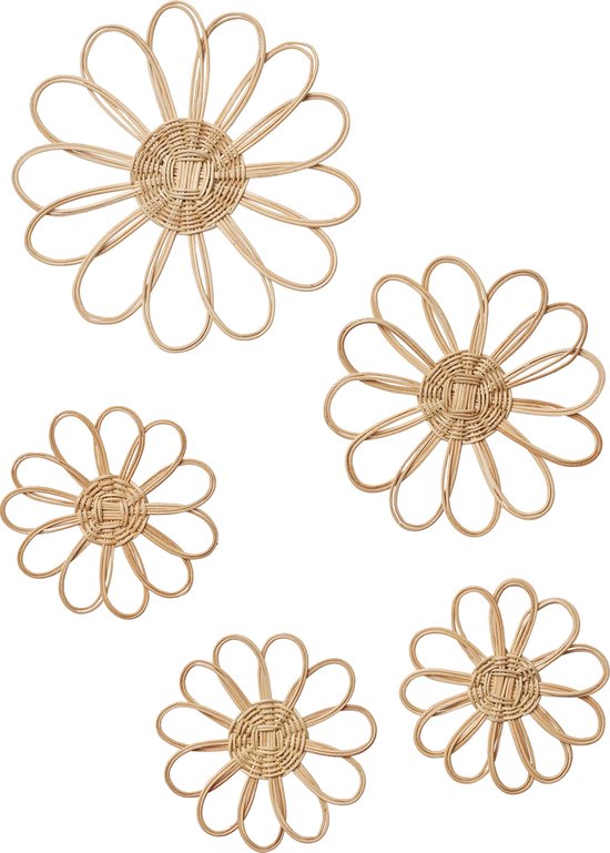 Vertbaudet Set van 5 rotan muurbloemen