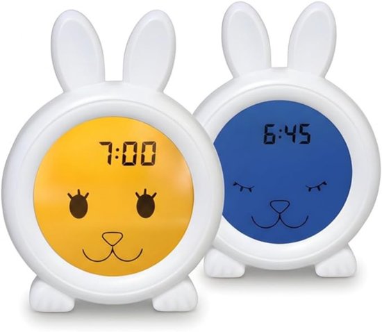 Verte Slaapwekker - Slaaptrainer - Leerzame wekker voor Kinderen - Kinderwekker - Leerzame Klok - Leren Slapen en Wakker Worden - Nachtlampje - Slaapwekker - White Rabbit van Verte