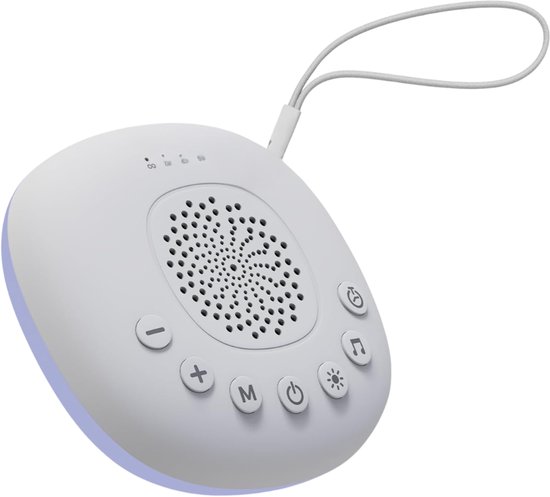 Verte White Noise Machine - 20 Rustgevende Geluiden - Timer - Oplaadbaar Via USB-C - Slaaphulp Met Nachtlampje Met Witte En Veelkleurige LED-Lampjes Voor Baby’s - Kinderen En Volwassenen - Wit