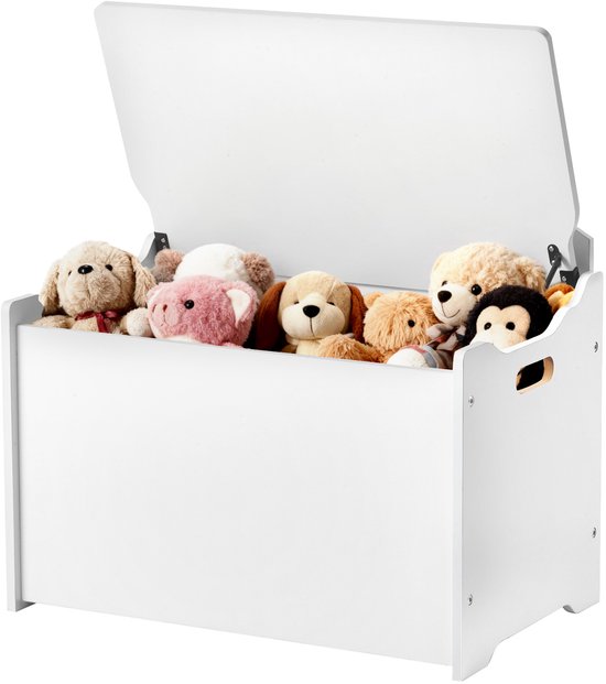 VEVOR Kinderbank met Opbergruimte, Houten Speelgoedkist, Opbergbank met Rugleuning En Veiligheidsscharnier, Opbergkist voor Speelkamer, Woonkamer, Hal, 597 X 368 X 545 mm, Wit van Vevor