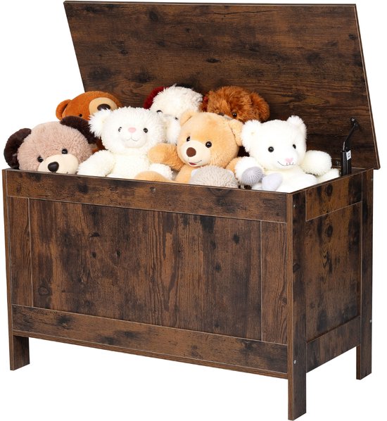 VEVOR Kinderspeelgoedbank met Opbergruimte, Houten Speelgoedkist, Opbergbank met Veiligheidsscharnier, Opbergkist voor Speelkamer, Woonkamer, Hal, Speelgoedbank, 754 X 389 X 480 mm, Bruin
