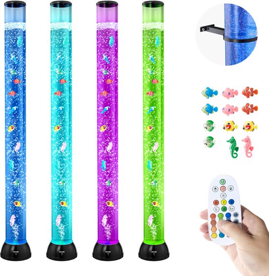 VEVOR Lava Lamp 10 Vis Bubble Light Lamp 1,2 M 16 Kleureffecten Afstandsbediening