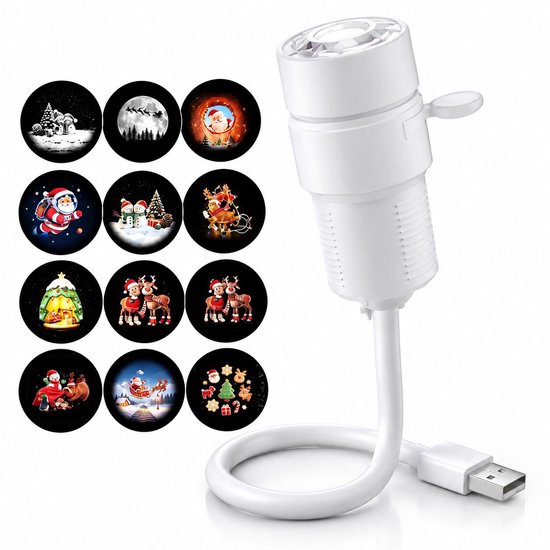 VHV - 11-in-1 Galaxy Projector- Nachtlampje, 11 patronen - Dimbare LED - met 360° Rotatie en USB - Kerstdecoratie effecten – Feestverlichting - Plug and Play - Sterren projector