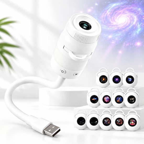 VHV - 13-in-1 Projectorlamp - Nachtlampje - Plug and Play - Sterren projector - Galaxy Projector - Sterrenhemel - Planetarium Space Ocean-projector met 13 HD-films - Dimbare LED