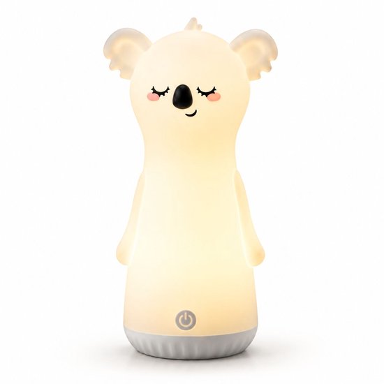 VHV - 2-in-1 Koala Siliconen Nachtlampje - Oplaadbaar via USB-C Kinderlamp - Zaklampfunctie - Dimbare Zacht Licht Slaaplampje - voor Babykamer - voor Jongens en Meisjes - Warm licht - Voor Baby, Kind en Volwassenen - Grijs