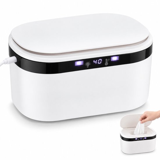 VHV - Billendoekjes Warmer met LED Nachtlampje - USB Vochtige Doekjes Verwarming - Babydoekjeswarmer 3 Warmtestanden - Dispenser voor Baby - Kraamcadeau